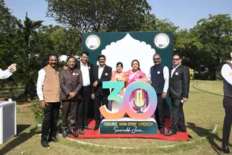 Guests at the 30 Hours Non-Stop Speech installation, Jaipur
