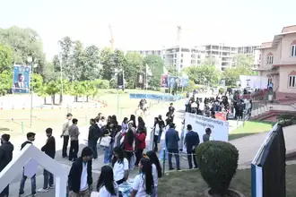Students and visitors on the Jaipur Learning Festival grounds